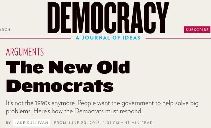  杰克·沙利文：回归“大政府”应是民主党施政方向